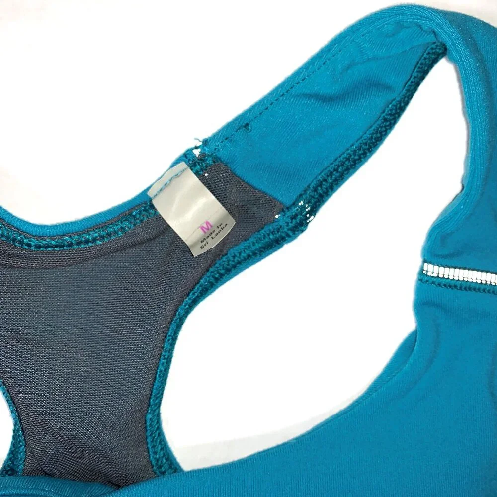 Athleta Skills & Drills Coastal Green Drawstring Built-In Bra Tank Top Women's M - Picture 5 of 9